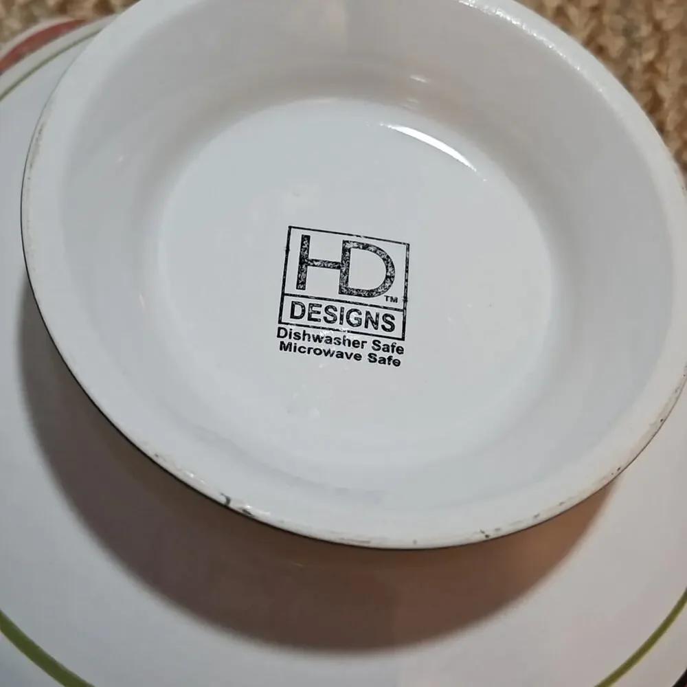 HD Design Rafael Rooster Red Ruffled Serving Platter Bowl Large Farmhouse